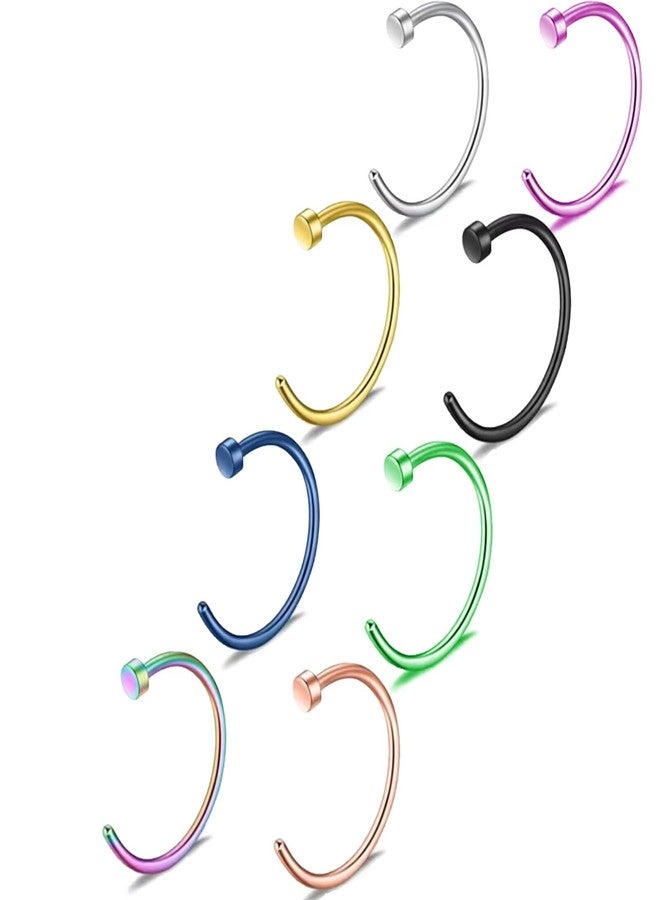 BLISI 8PCS Pure Titanium Nose Rings Hoops for Women and Men - 18 Gauge 8mm C-Shaped Cute Nose Rings Hoops, Hypoallergenic - Image 1
